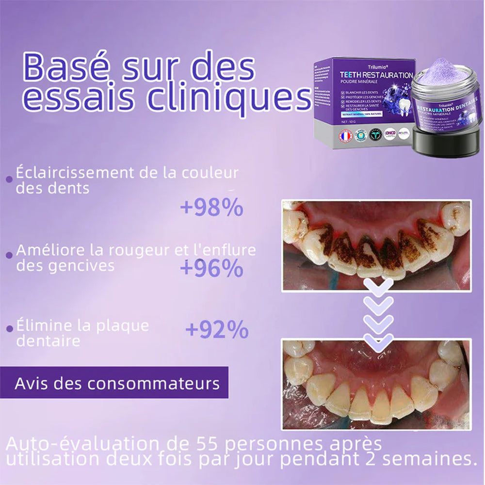 30% de réduction supplémentaire Trilumia® Teeth Restoration Poudre Minérale 👨‍⚕️ (Recommandé par Association Dentaire Française) 👨‍⚕️
